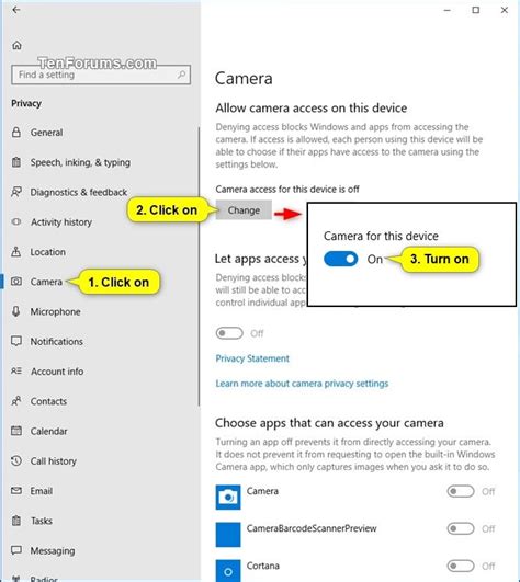 Allow Or Deny OS And Apps Access To Camera In Windows 10 Tutorials