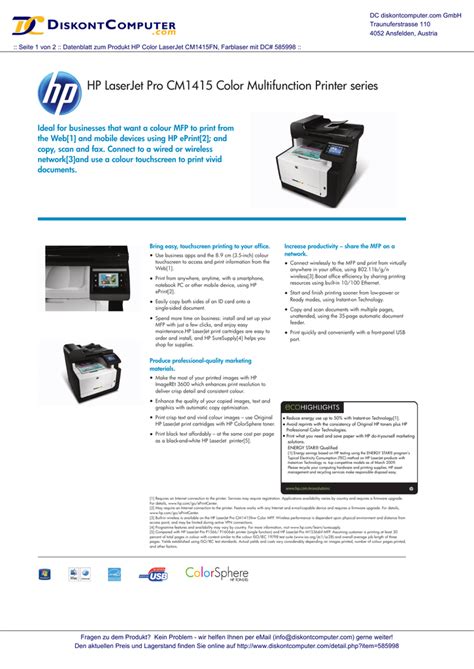 Hp Laserjet Pro Cm1415fn Color Mfp Telegraph