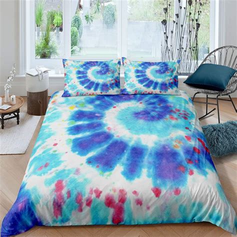 Tie Dye Comforter Cover Blue Boho Hippie Tie Dye Bedding