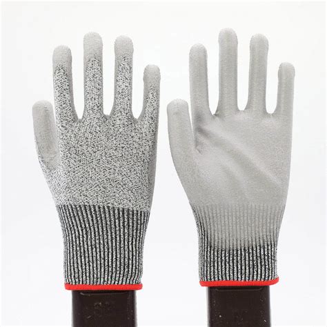 4X43c Anti Cut Level 5 Hppe Liner PU Coated Safety Work Gloves China