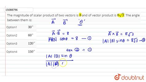 The Magnitude Of Scalar Product Of Two Vectors Is And Of Vector