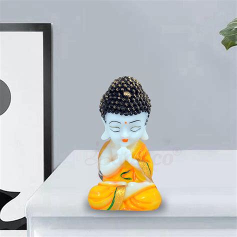 Polyresin Monk Buddha Statue For Garden Home Office Shop Feature