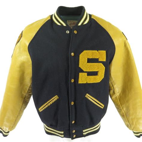 Vintage 70s Varsity S Patch Jacket Mens 42 Letterman Chenille Wool