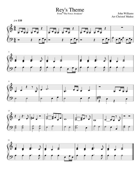 Rey S Theme Easy Piano From Star Wars The Force Awakens Sheet Music For Piano Download Free