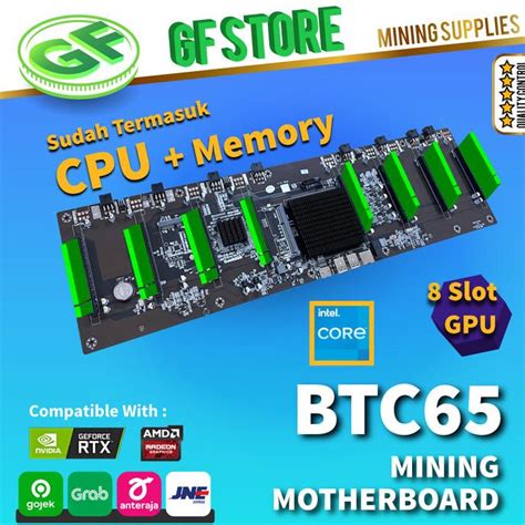 Jual Mining Motherboard Btc Onboard Cpu Riserless Gpu Mining