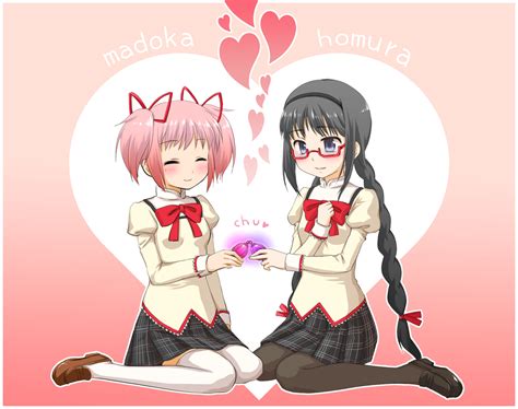 2girls Akemihomura Braids Glasses Kanamemadoka Mahoushoujomadokamagica Mishiyomikadumi