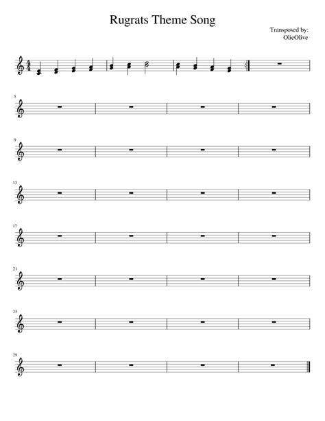 Rugrats Theme Song Sheet Music