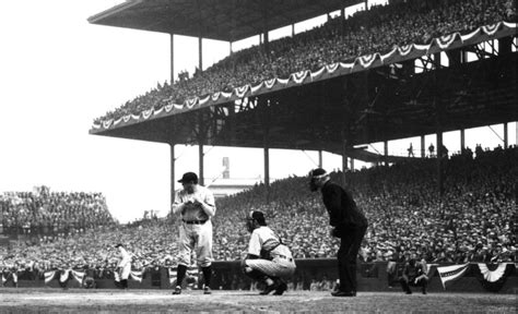 Babe Ruth At The Plate During His Called Shot At Bat During The 1932