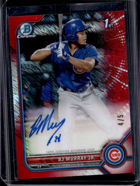 2022 Bowman Chrome Bj Murray Jr Red Shimmer Refractor Auto 1st Bowman