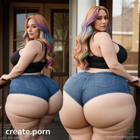 Thick Thighs Extremely Large Ass Multi Colored Hair Hentai AI Porn