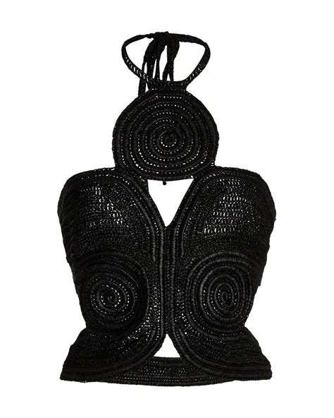 Cult Gaia Archer Crochet Cutout Top In Black Lyst