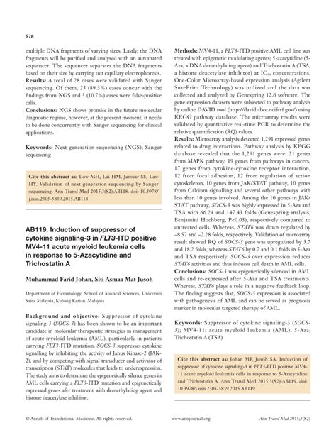 Pdf Ab119 Induction Of Suppressor Of Cytokine Signaling 3 In Flt3