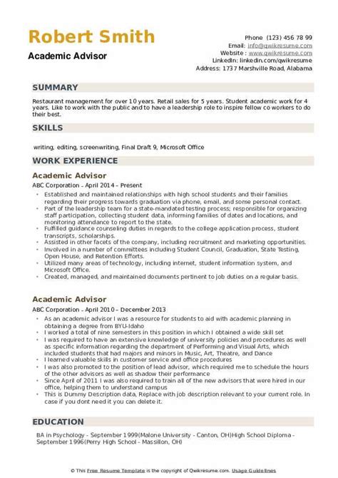 10 Academic Advisor Resume Samples And Templates For 2025