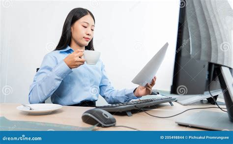 Asian Woman Programmer Typing Source Code With Computer Pc For