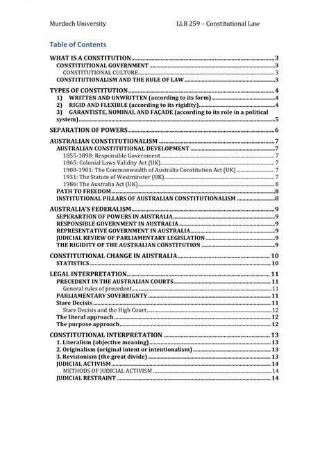 Constitutional Law Notes Llb259 Constitutional Law Murdoch