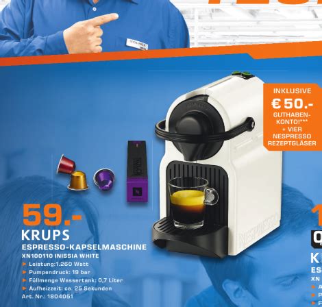 LOKAL Krups Nespresso XN 1001 Inissia weiss 50 Guthaben für