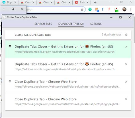 Close Duplicate Tabs In Firefox And Chrome Extension Add Ons