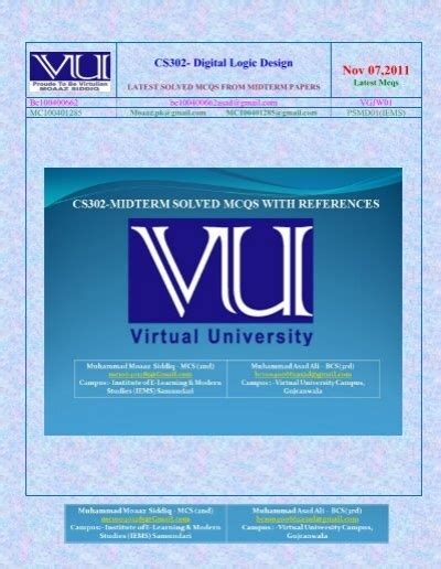 CS302 Solved MCQs From Midterm Papers Digital Logic VuZs