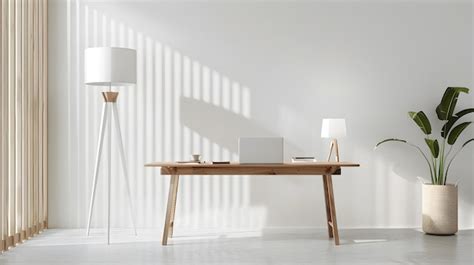 Premium Photo | Minimalist Home Office with White Desk a