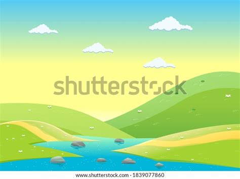 Cartoon Hills Background Vector Illustration Stock Vector (Royalty Free ...