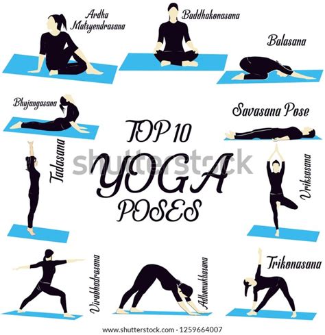 top  yoga poses set stock vektor royaltyfri  shutterstock