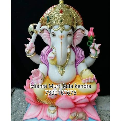 Multicolor White Marble Lord Ganesha Statue Feet At Rs In Alwar