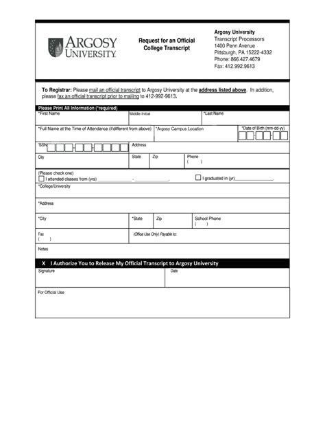 Argosy university transcripts: Fill out & sign online | DocHub