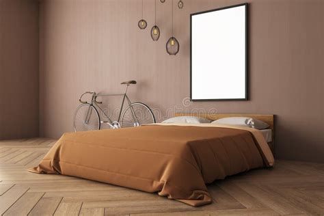 Modern Bedroom Interior with Banner Stock Illustration - Illustration ...