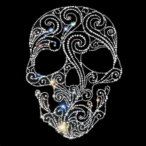 Big Skull Rhinestone Iron On Heat Transfertransferiron On Etsy Rhinestone Designs Pattern