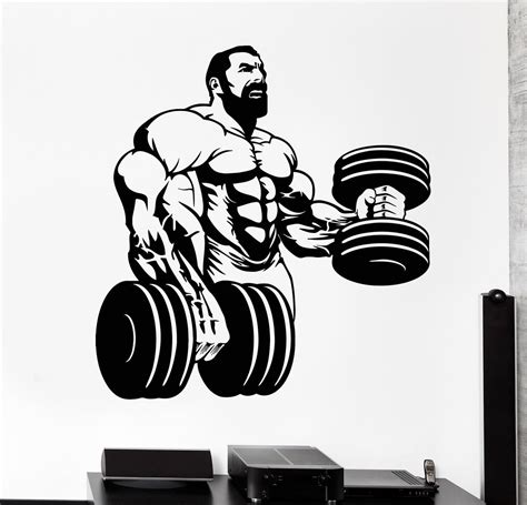 Vinyl Wall Decal Powerlifting Gym Beautiful Body Muscle Man Fitness Tr