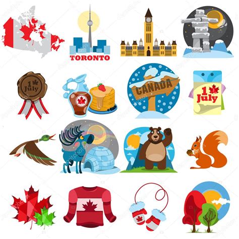 Symbols Of Canada Set — Stock Vector © Filkusto 110881876