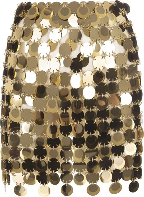 Paco Rabanne Mini Skirt With Golden Mirror Effect Discs Shopstyle