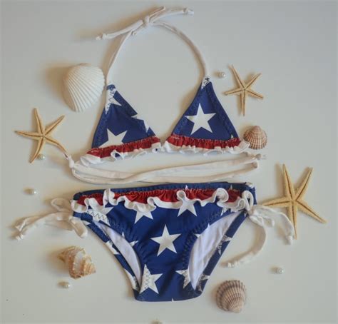 American Flag Girl Bikini Usa Flag Baby Girl Halter Bikini Etsy
