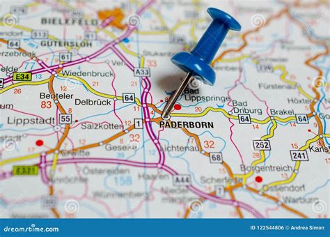 Paderborn on map stock photo. Image of macro, geography - 122544806