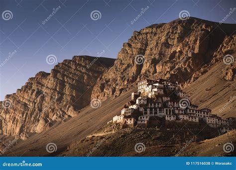 sunset view  key monastery  spiti valley stock photo image