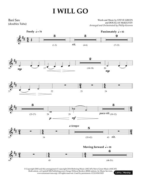 I Will Go Choral Anthem Satb Bari Sax Sheet Music Pdf Lifeway Choral