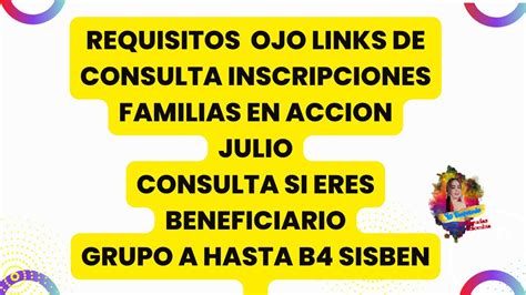 CONSULTA SI ERES BENEFICIARIO VER REQUISITOS Y LINKS DE CONSULTA GRUPO