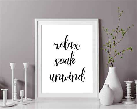 Relax Soak Unwind Printable Bathroom Poster Bathroom Print Etsy