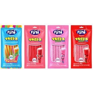 Fini Balas Tubes 40g Morango Tutti Frutti Twister Diversos Sabores