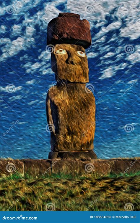 Figura Monolitica Chiamata Moai Sull Isola Di Pasqua Fotografia Stock