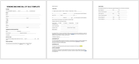 Editable Vending Machine Bill of Sale Template, Editable Bill of Sale ...