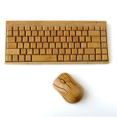 Bamboo Keyboard And Mouse Setwooden Keyboard Mouse Wireless Etsy