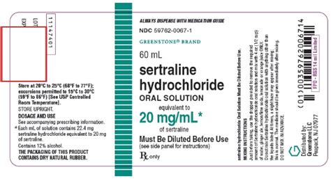 Dailymed Sertraline Hydrochloride Solution Concentrate Sertraline