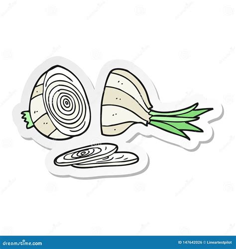 Sticker Of A Cartoon Sliced Onion Stock Vector Illustration Of