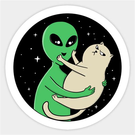 Alien And Cat Alien Sticker Teepublic