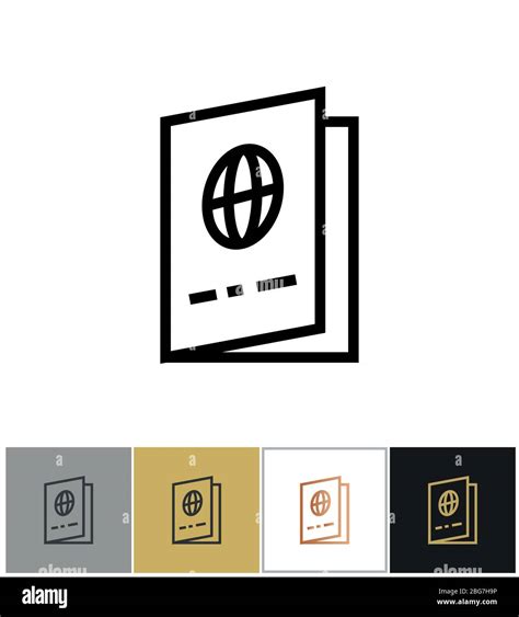 Passport Icon National Passports Cover Sign On White And Black Backgrounds Vector Illustration