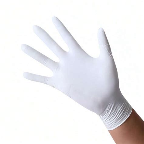 100pcs White Disposable Nitrile Gloves Durable For Food Service