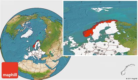 Satellite Location Map Of Norway Highlighted Continent