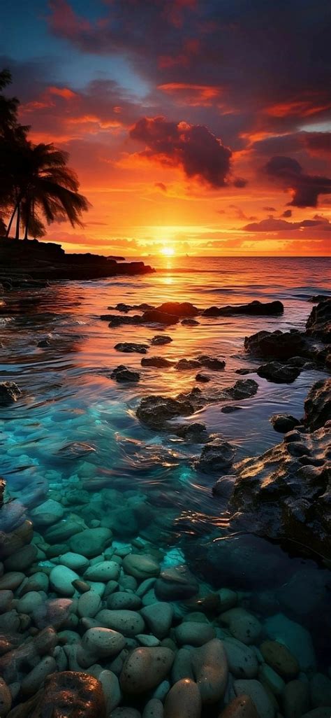 Sunset Ocean Shore Wallpaper Beautiful HD iPhone Samsung Mobile Phone ...