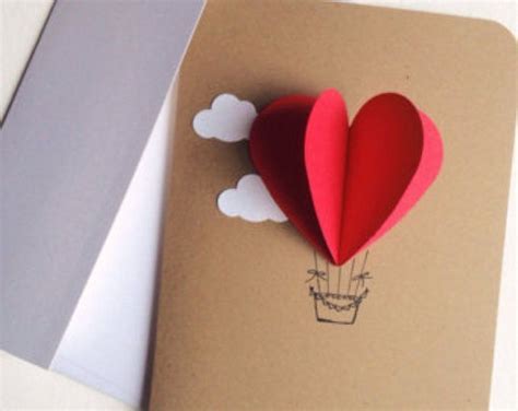 Rainbow Heart Hot Air Balloon Card Etsy Valentine Cards Handmade